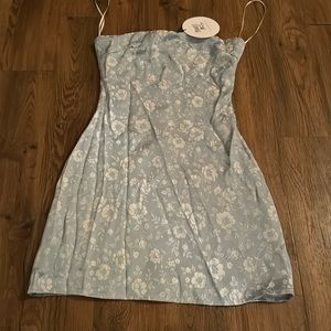 Princess Polly Ramie Strapless Mini Dress Blue Low